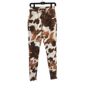 NWOT Women's WeWoreWhat / Revolve Stiletto Slit Skinny Jean Cow Print Size 26